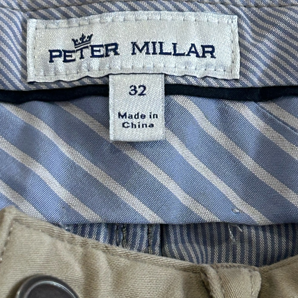 Peter Millar Pants Mens 32 (32x33) Khaki Signature Sateen 5-Pocket Golf Pants - Picture 4 of 9